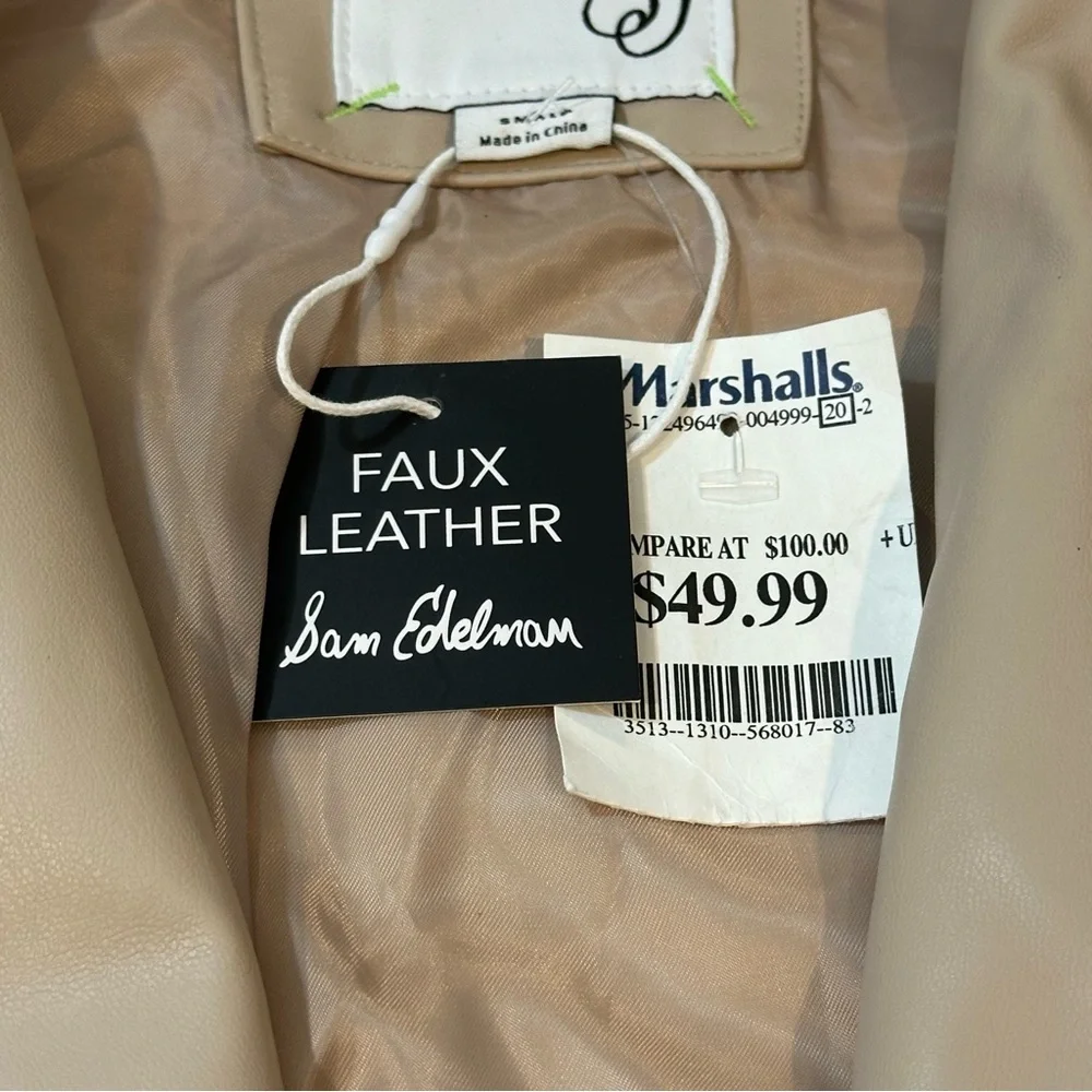 Sam Edelman Faux Leather Moto Jacket Beige | NWT Size Small - Picture 7 of 12